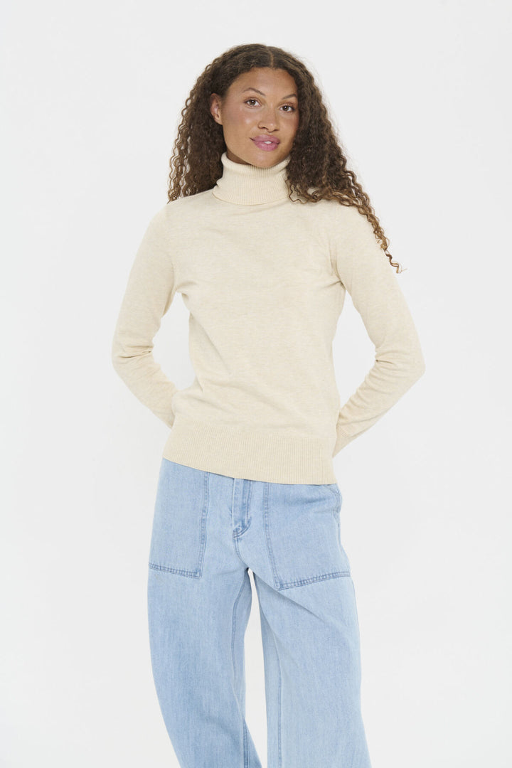 Saint Tropez 30500018 st tropez mila roll neck pullover Brown Rice