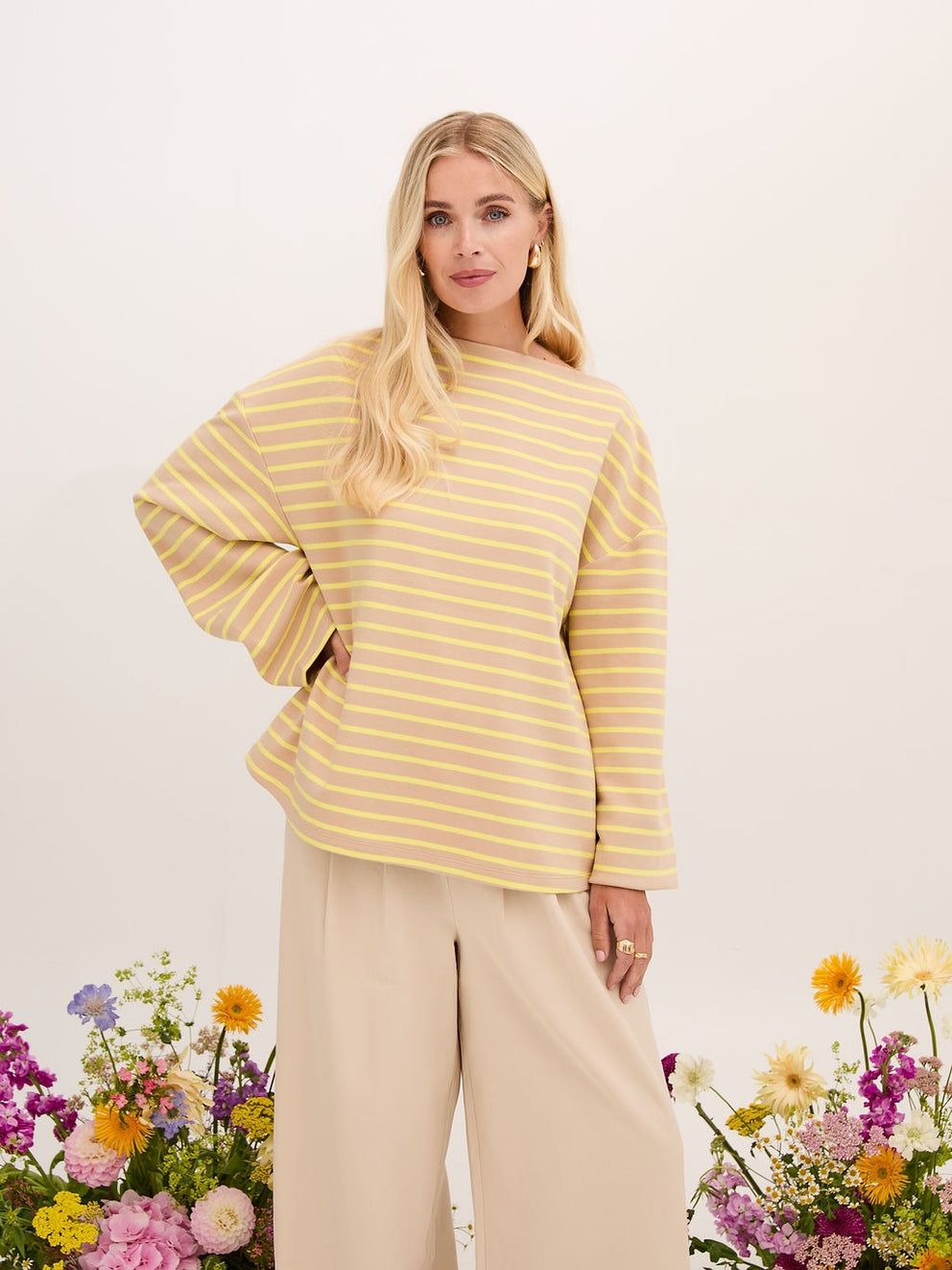 Fika Eleanor Long Sleeve Stripe Top - Neutral/Yellow