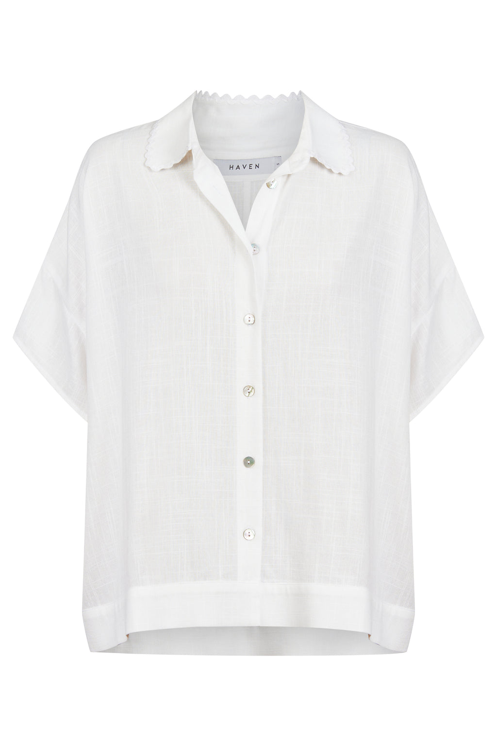 White shirt with short sleeves on a white background