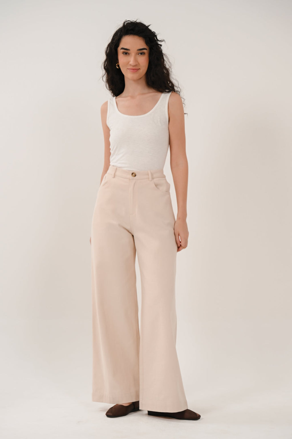 Nomads CD1313 Wide Leg Trousers – Beige Cream
