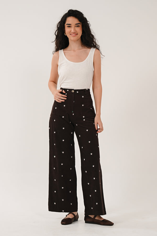 Nomads EC1310 Cord Wide Leg Trousers – Chocolate