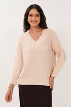 Nomads KN7206 Drop Shoulder V-Neck Jumper – Eggshell