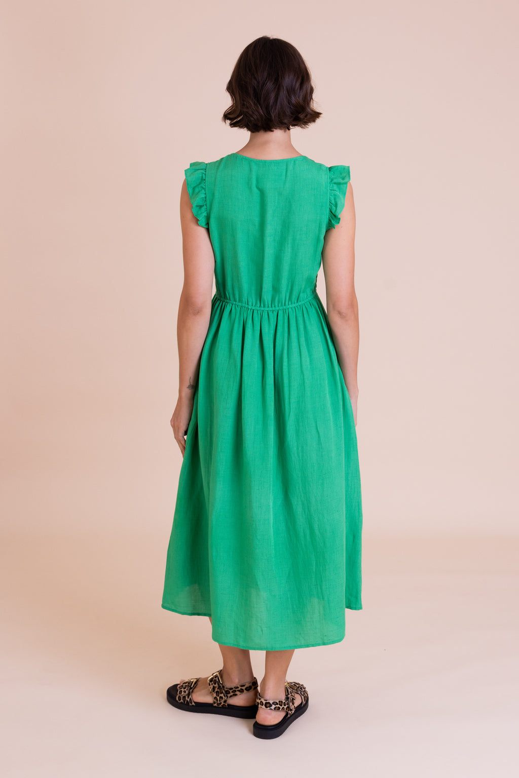 Nomads Shirred Summer Dress – Bright Green
