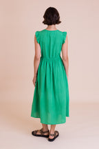 Nomads Shirred Summer Dress – Bright Green