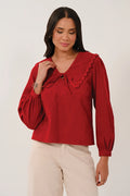 Nomads NC4308 Scallop Collar Top – Red