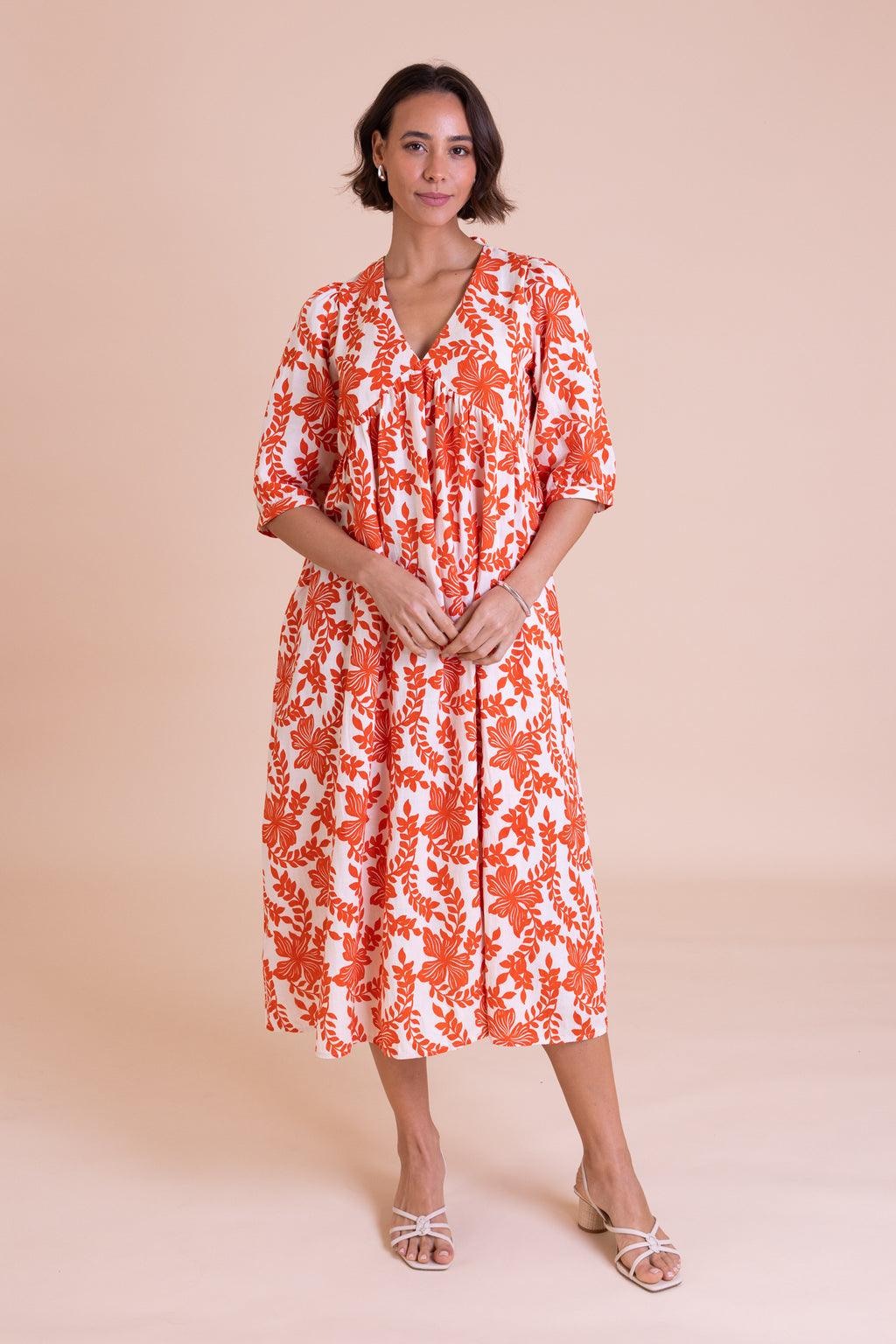 Nomads Tie Back Midi Dress – Tomato