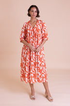 Nomads Tie Back Midi Dress – Tomato