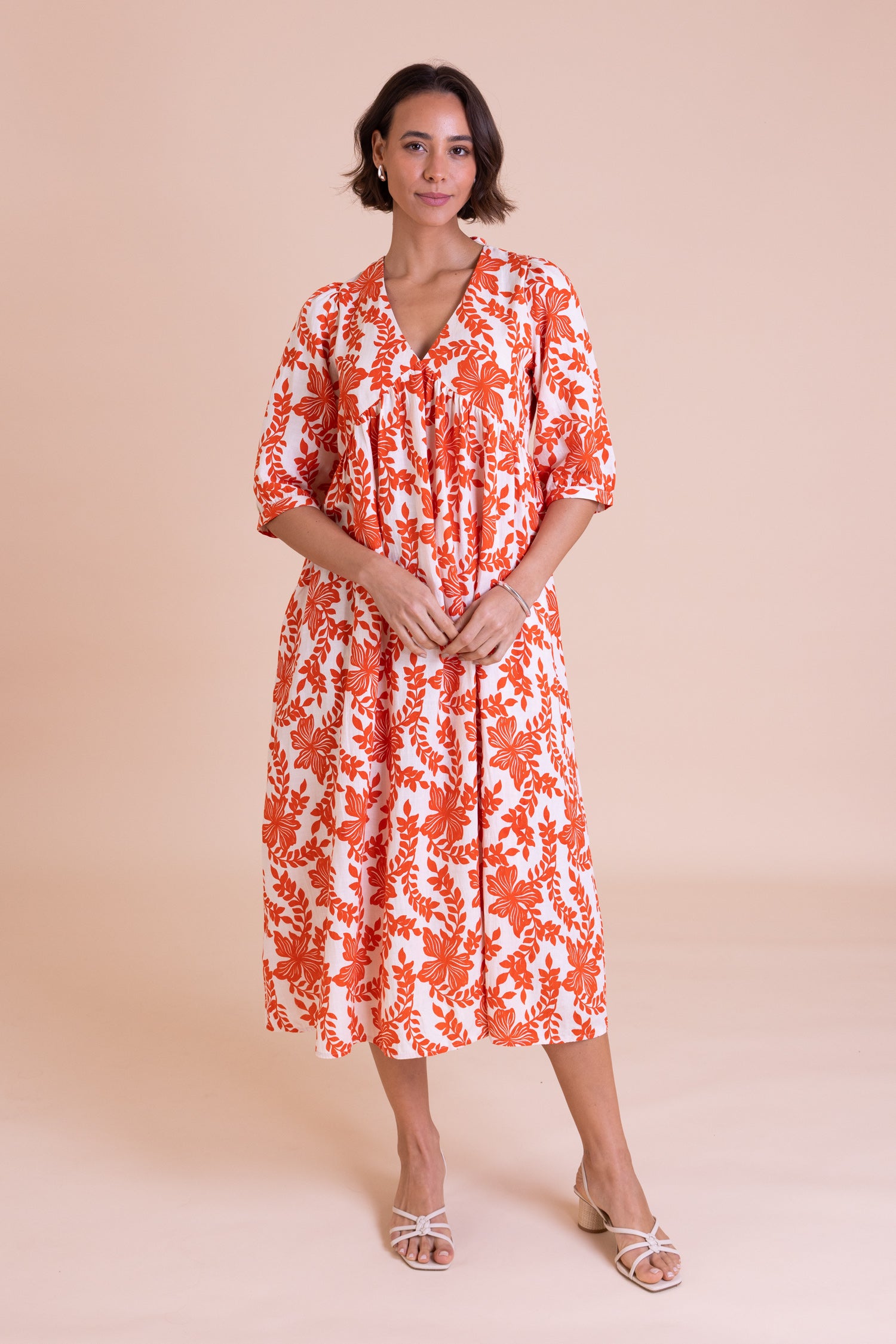 Nomads Tie Back Midi Dress – Tomato