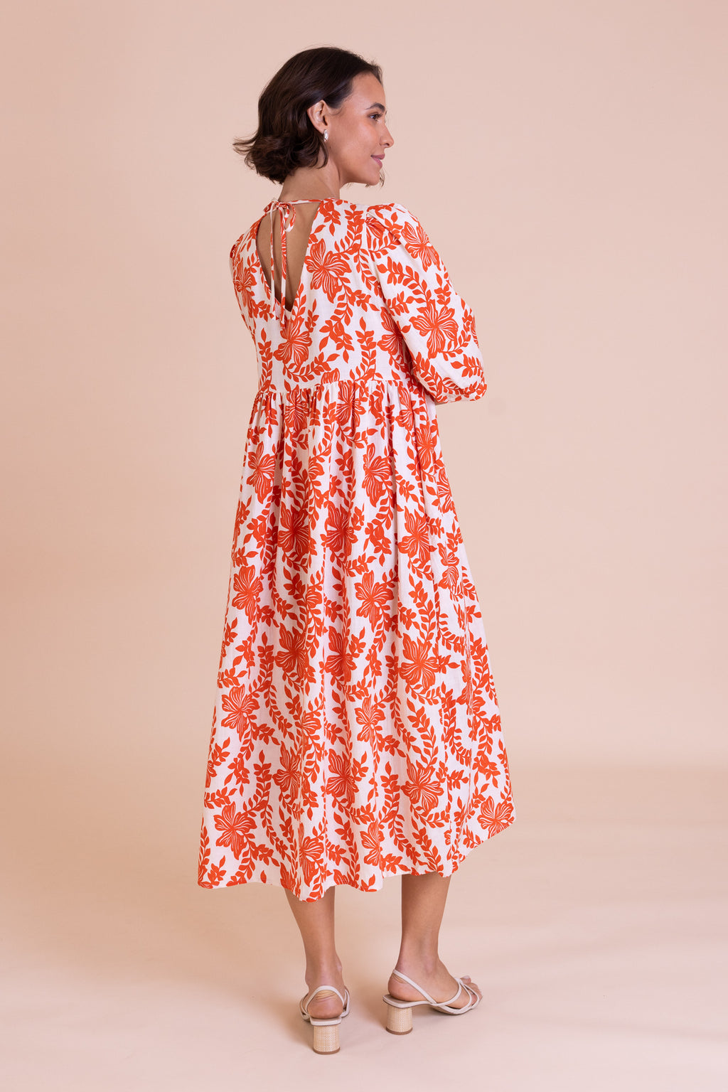 Nomads Tie Back Midi Dress – Tomato