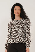 Nomads ZB4300 Zebra Shirred Top – Chocolate
