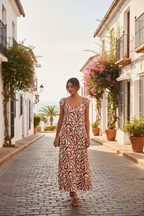 Geometric print dress Spanish street accurate pattern